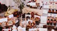 Drewniana tabliczka słodki stół wesele przyjęcie komunia chrzest