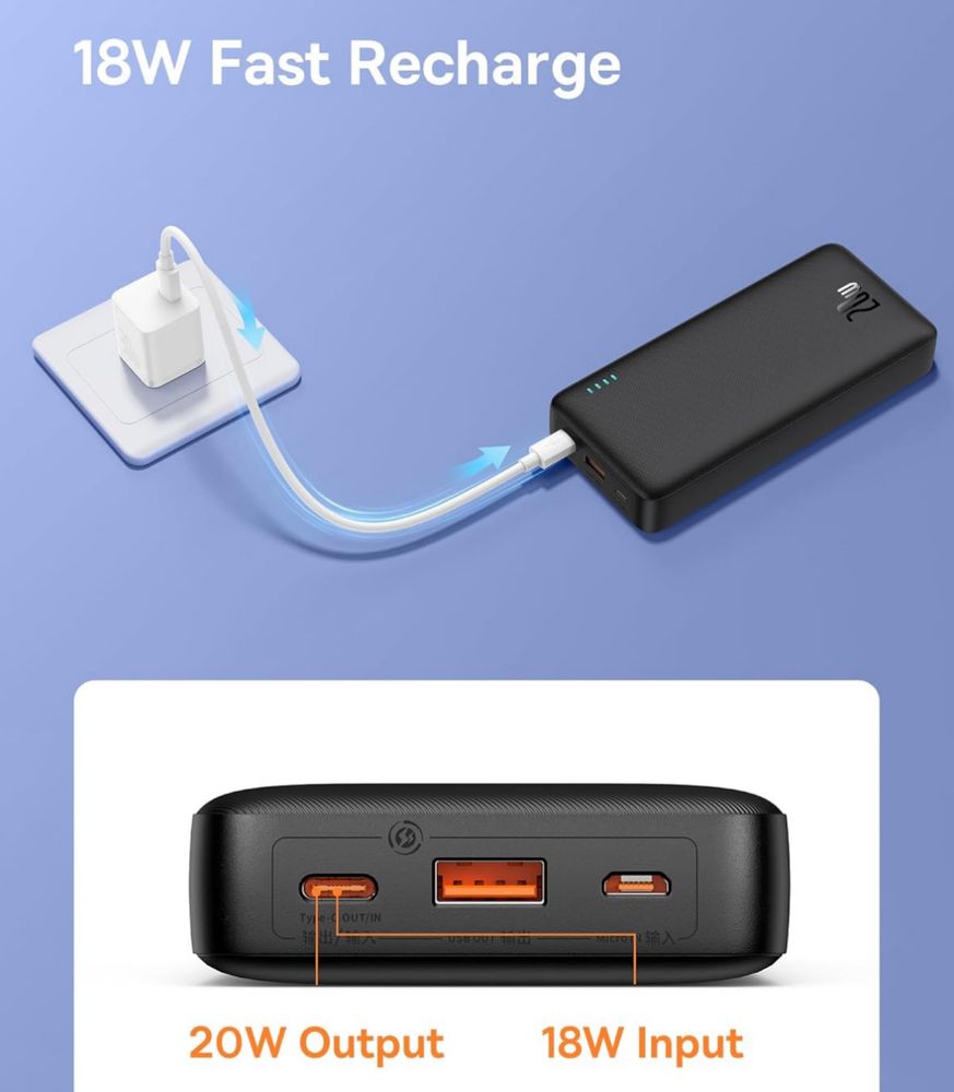 Павербанк baseus capacity 20000 mah 20w