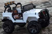 Monster Jeep  na akumulator 4x4 Biały regulacja siedziska, Plecak