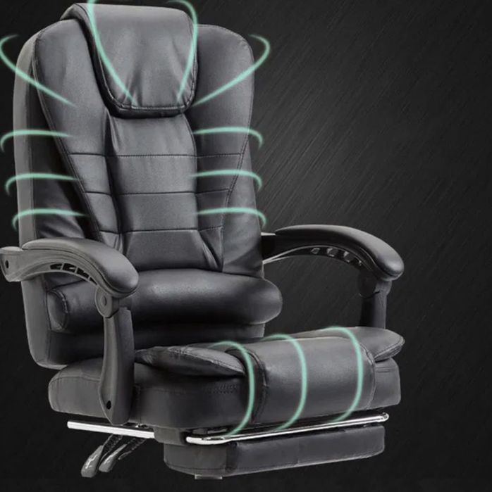 PREMIUM‼️Super Wygodny Fotel obrotowy czarny do biura z podnóżkiem