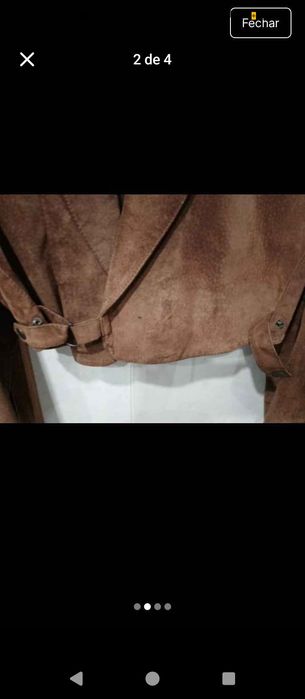 Casaco castanho em camurça, tamanho M