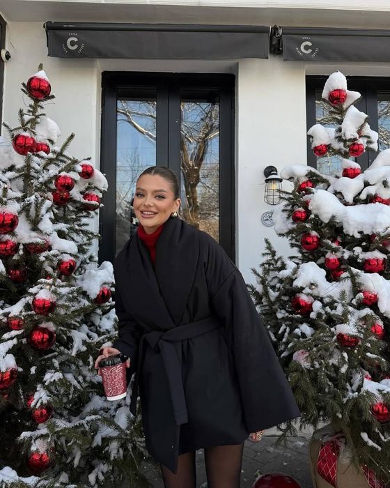 Жіноча зимова куртка на запах з поясом, 42-48 (чорна/синя/коричнева)