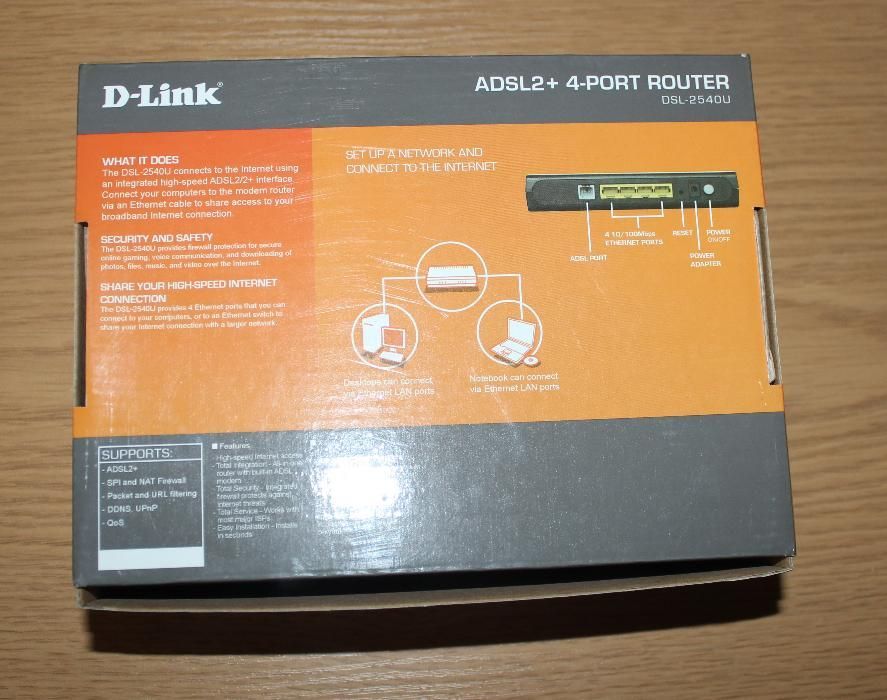 Модем D-Link DSL-2540U на 4 компьютера