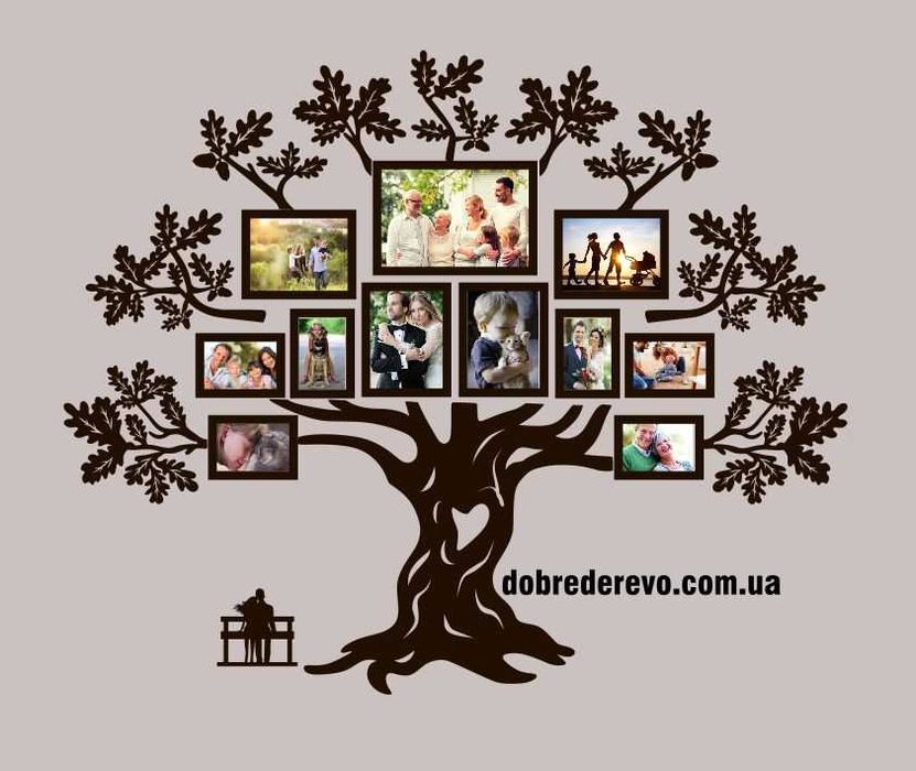 Фоторамка Родовое дерево на 12 фотографий / Родине дерево/ фоторамка