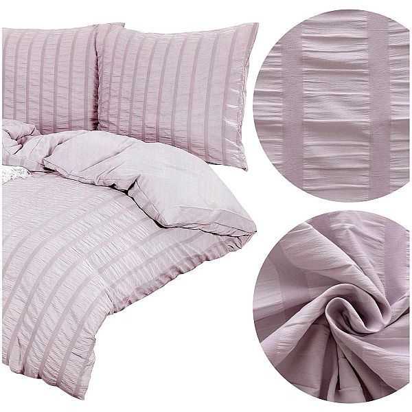 Pościel 200x220 Komplet 4 części Kora Jednolita Pasy Clea 05
