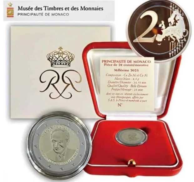moeda 2€ Monaco 2017 / 2018 / 2019 / 2020 / 2023 Proof
