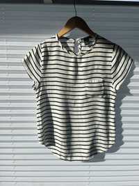 T-shirt top H&M 32 XS w paski biało czarny z kieszonką