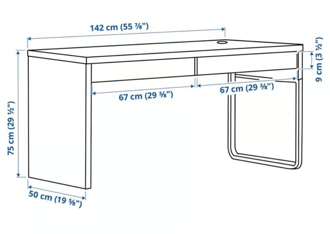 Biurko komputerowe białe z szufladami Ikea