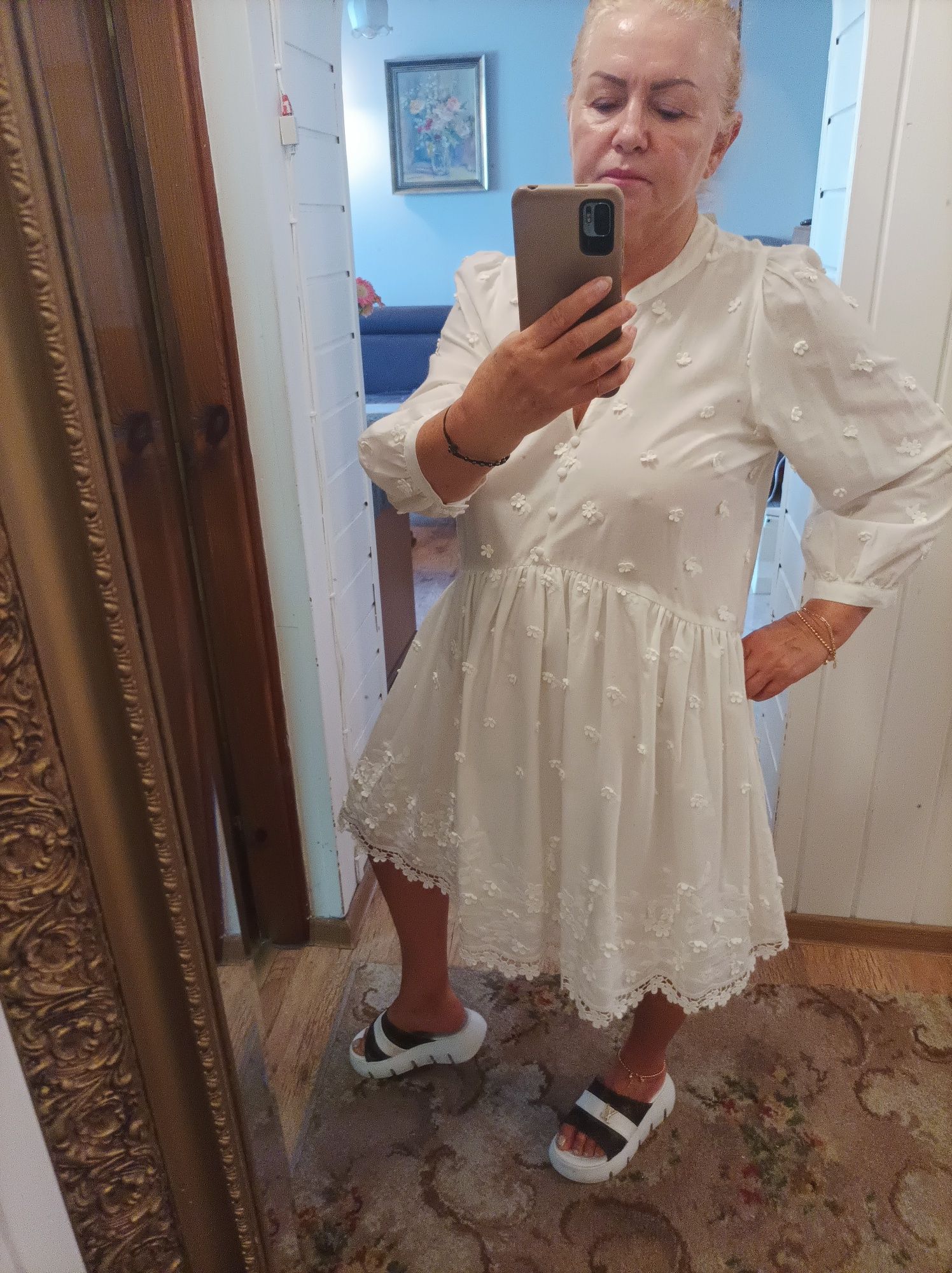 Sukienka damska krótka letnia biała haftowane