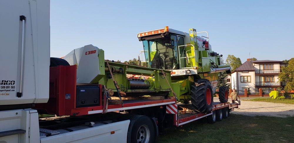 Transport maszyn rolniczych .Transport koparek z Niemiec Danii