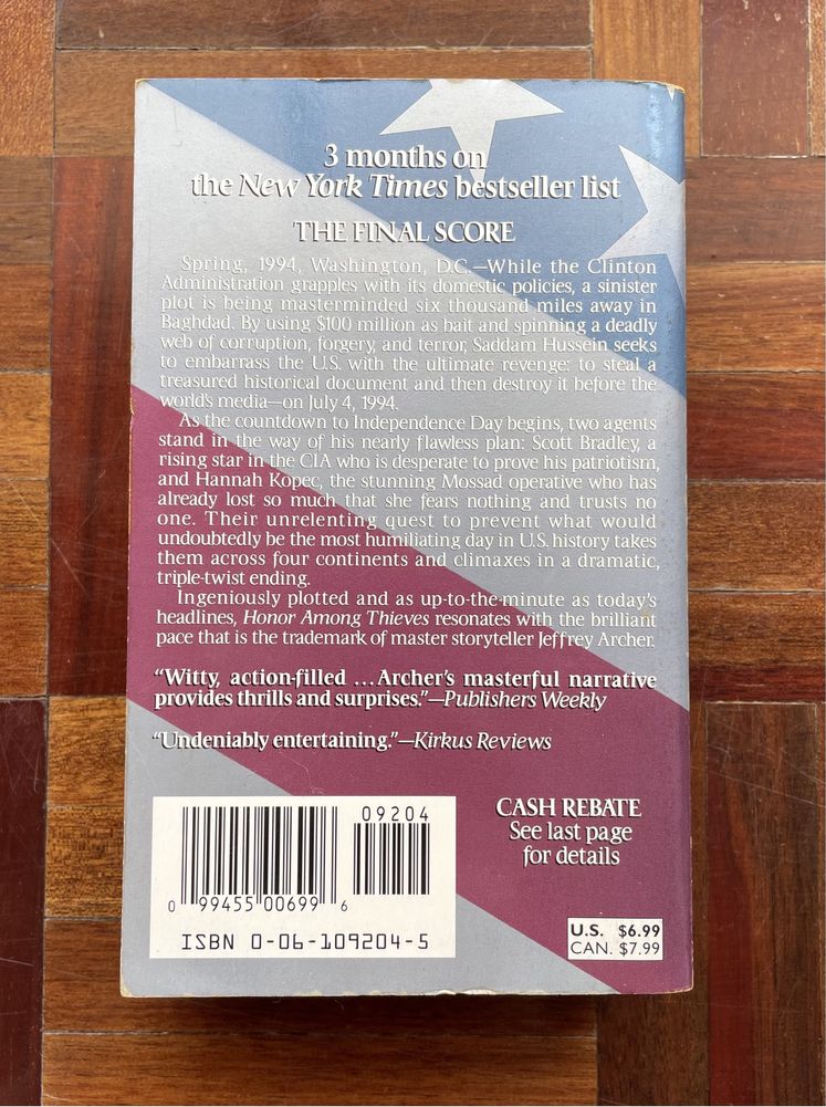 Livro: "Honor among thieves", de Jeffrey Archer