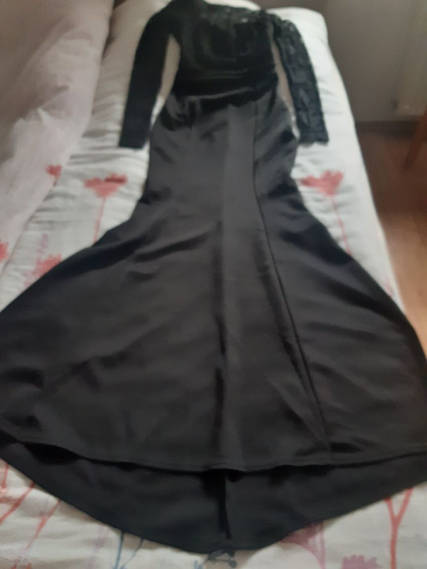Suknia długa czarna z kokardą r34-36"City Goddess "