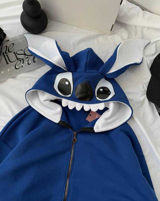 Жіночий Зіп-худі з вушками Стіча Оверсайз тепле