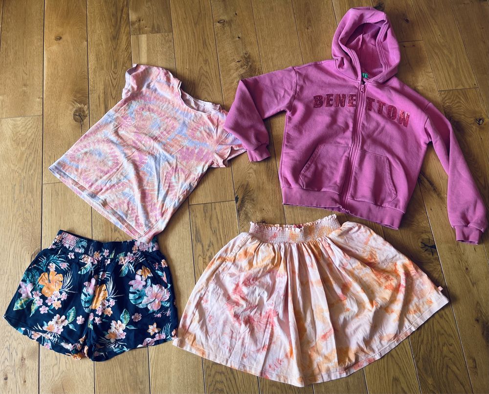 Letni duży komplet dziewczynka 146 cm benetton