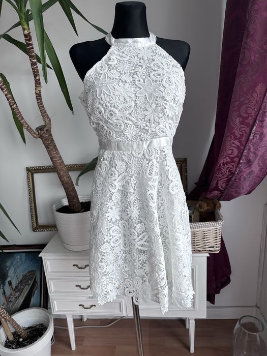 Y.a.s. Yas Koronkowa sukienka mini kwiaty haft haftowana L 40 xl 42