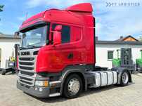 Scania R450 / LOW-DECK / RETARDER / ZBIORNIKI 1200L / DWA ŁÓŻKA / OPONY 80% / LODÓWKA / KLIMATYZACJA POSTOJOWA / WEBASTO / STAN IDEALNY  SCANIA R450 LOW DECK – 2016 – Retarder – Klimatyzacja postojowa
