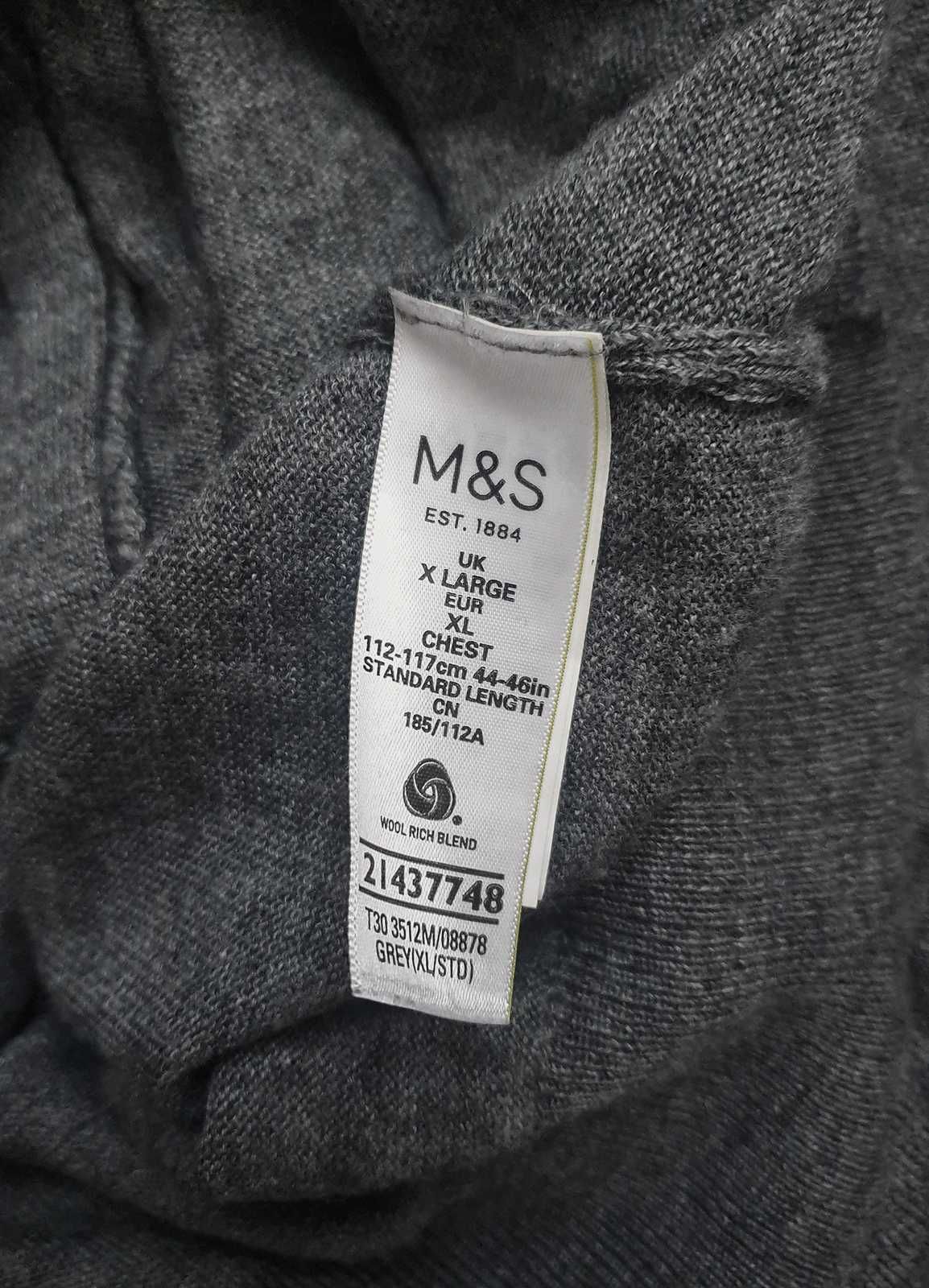 M&S Szary kardigan z mieszanki wełny merinon