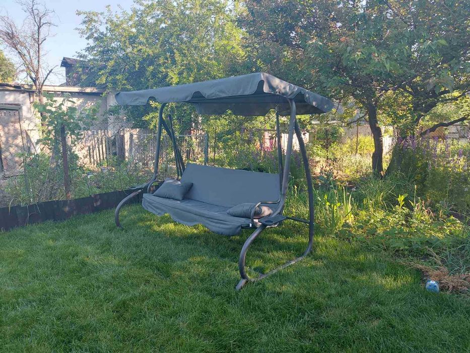 Садовая гойдлка качеля 4-х местна раскладная диван + 2 подушки