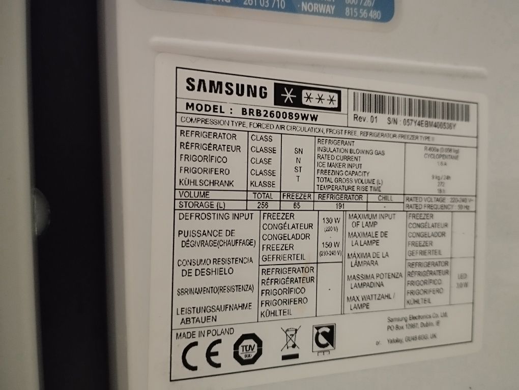 Sprzedam lodówkę do zabudowy samsung brb260089ww