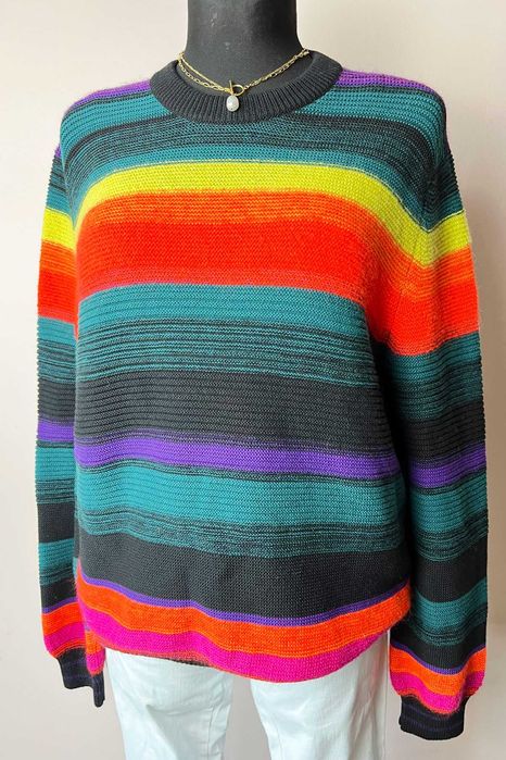 Paul Smith damski kolorowy sweter oversize bawełna wełna XL 42 nowy