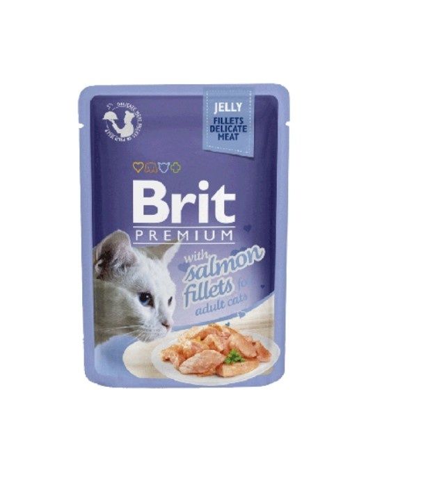 Brit premium cat pouch jelly fillets with salmon for adult cats 4x85g