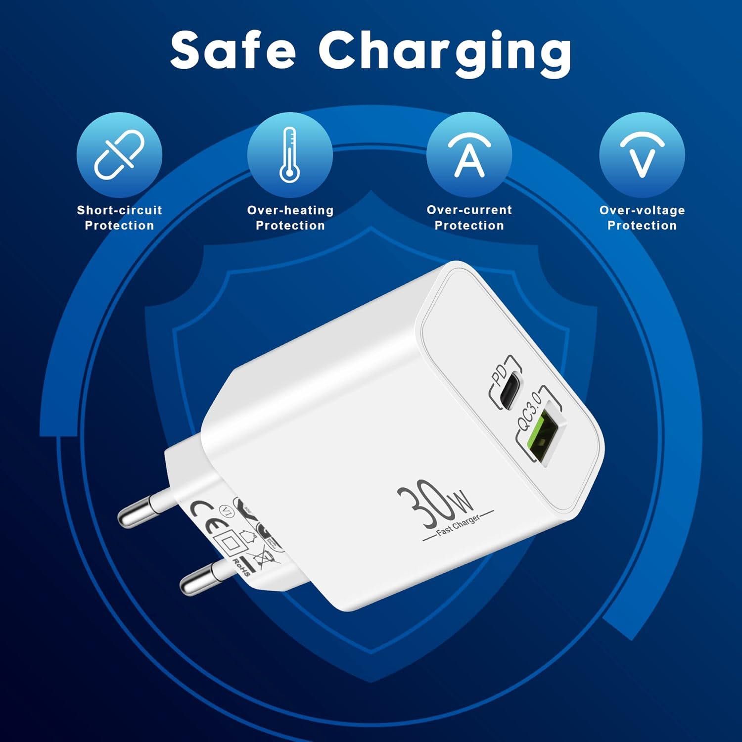 Ładowarka 30W USB C + kabel 2m Typ-C PD3.0 QC3