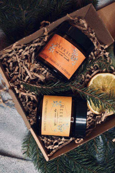 Świece Sojowe Świeczki Naturalne Drewniany Knot 2sztuki zestaw