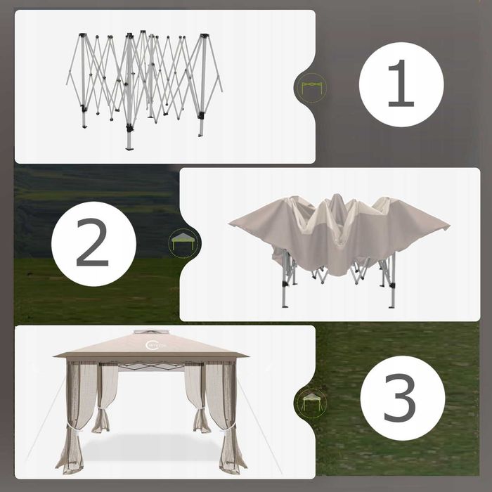 Namiot pawilon Ogrodowy 3X3 M AUTOMAT z moskitierą IMPREZOWY HANDLOWY