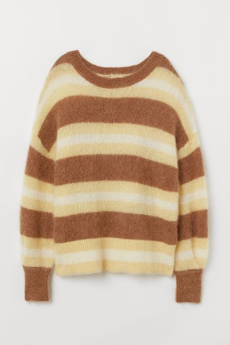 Стильный свободный пушистый мохеровый свитер оверсайз H&M