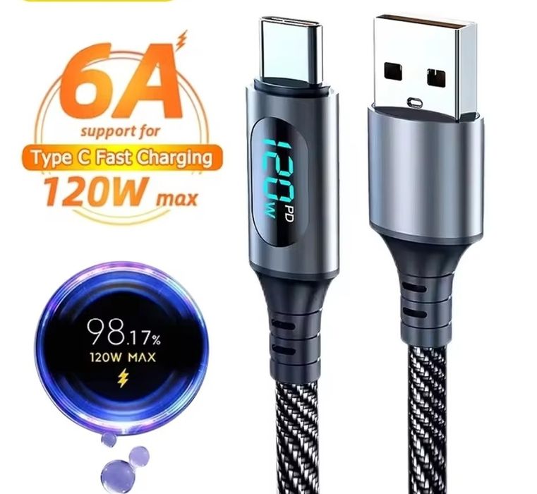 Кабель для зарядки Type-C 120W. Длина 2 м.