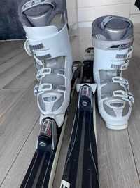 Narty z wiązaniami  + buty narciarskie
