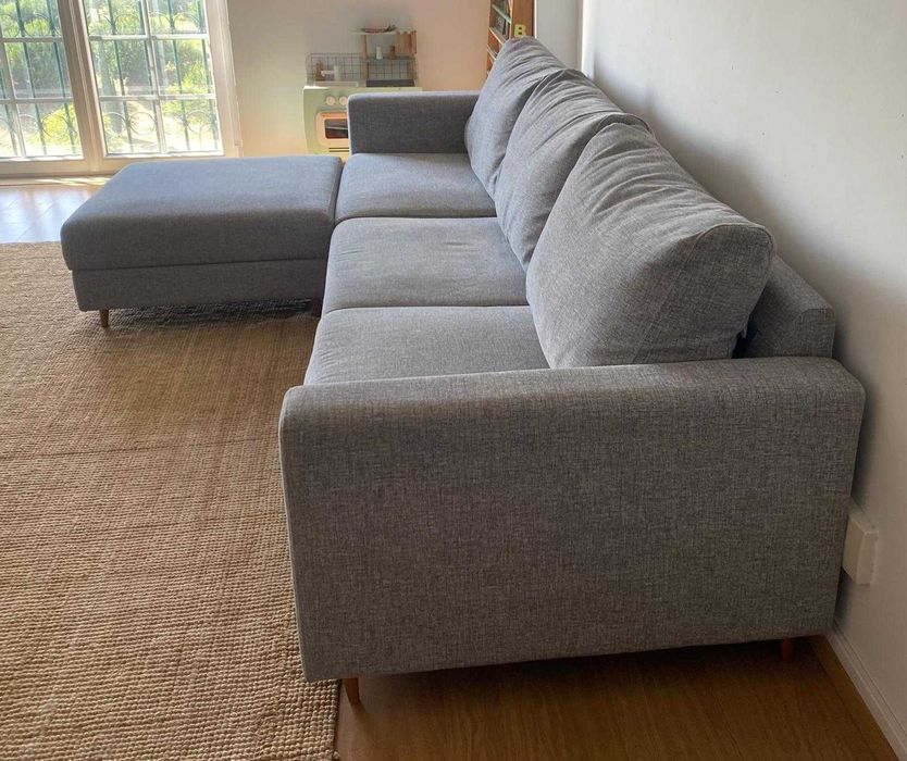 Sofá Cinza c/ Chaise Longue