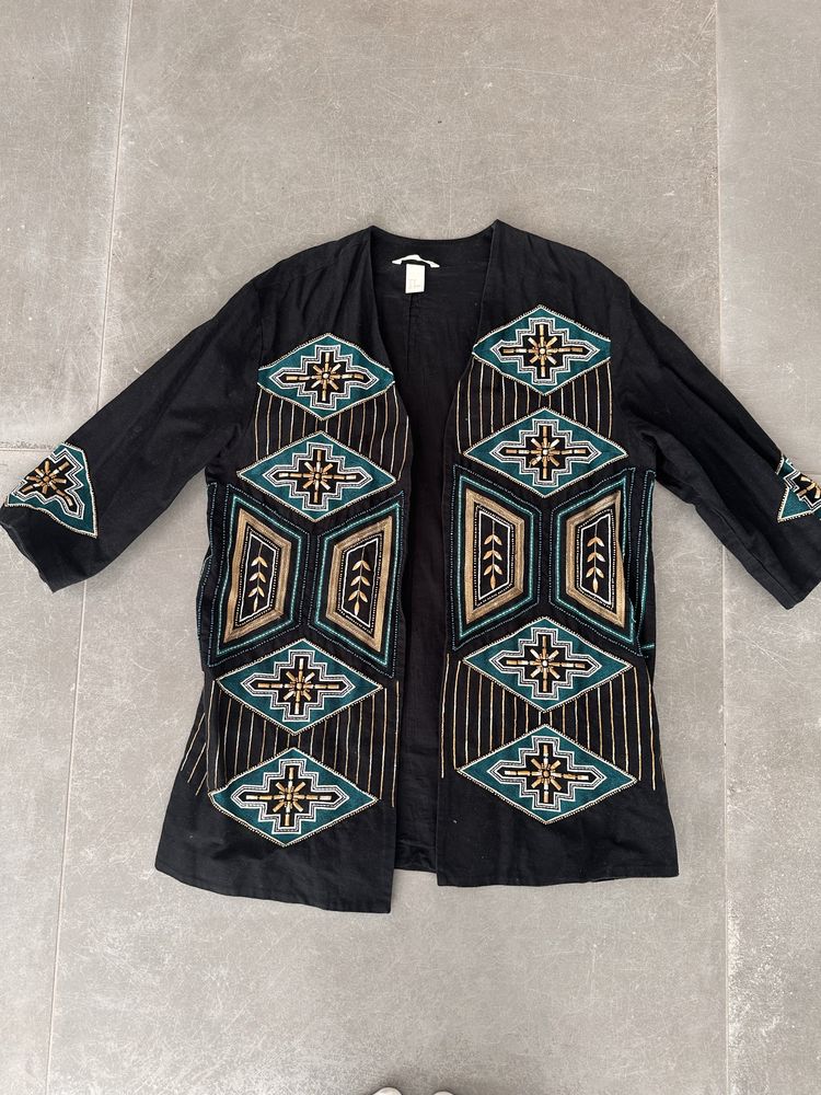 Marynarka z koralikami czarna rozmiar 38 H&M