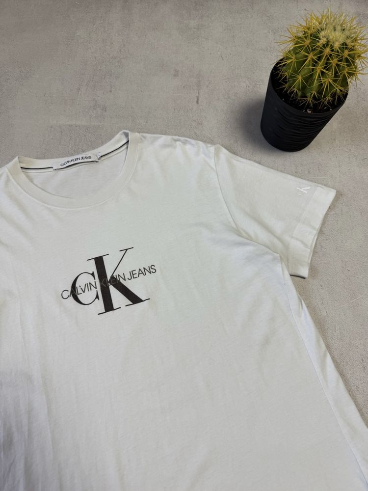 Футболка біла чоловіча преміальна Calvin Klein big logo оригінал CK