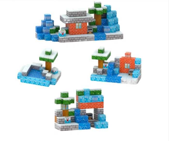 Конструктор дитячий магнітний Minecraft "Зимова країна" 150 блоків