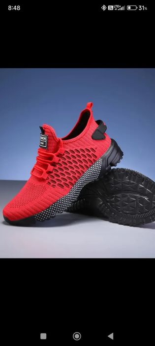 Adidasy męskie sportowe Nowe czerwono czarne roz 42 dł wkładki 27 cm