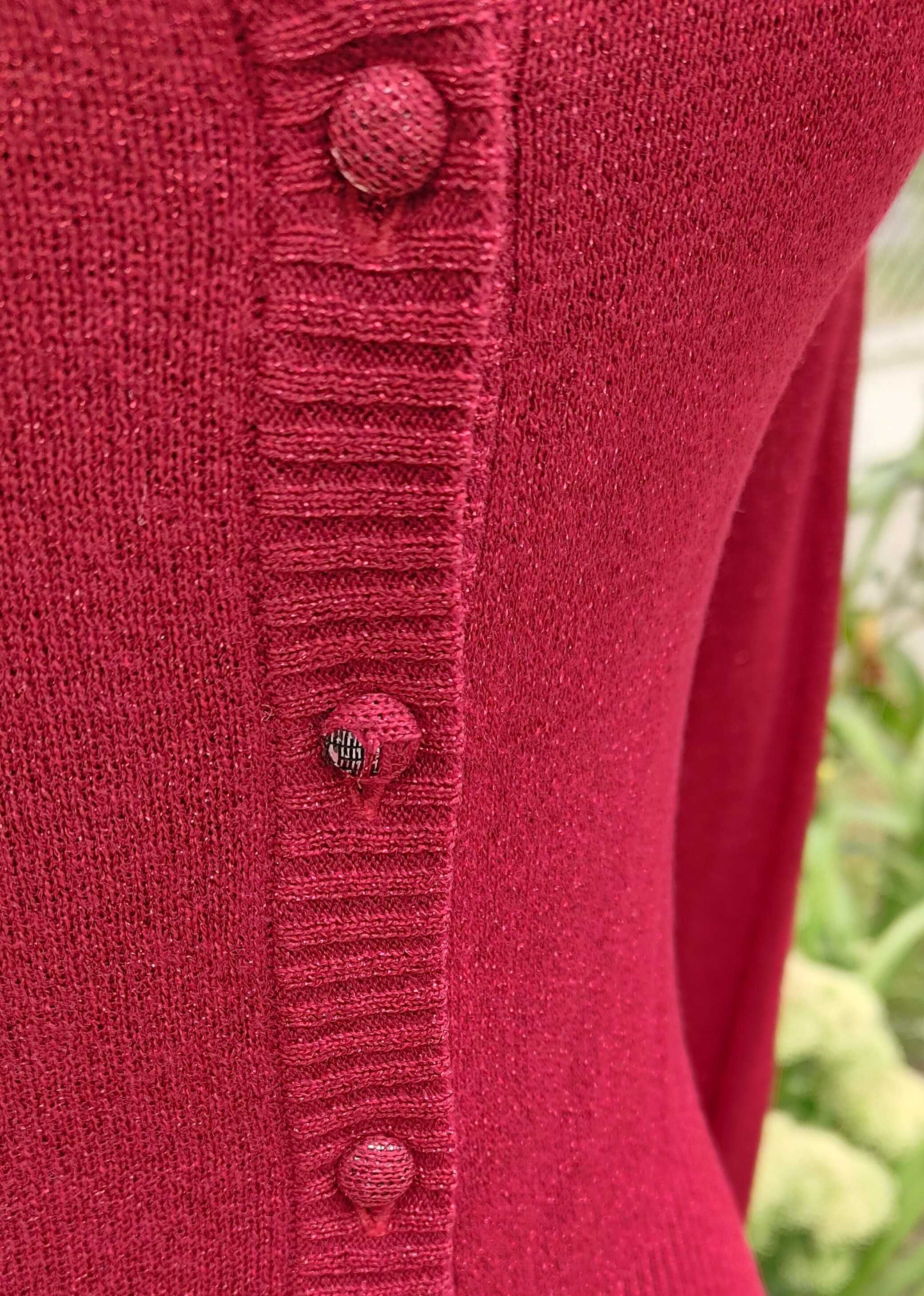 Sweter kardigan Reserved S 36 czerwony metaliczny