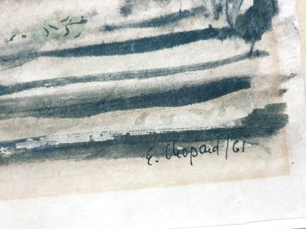 Aquarela original  Elizabeth Chopard - paisagem assinada