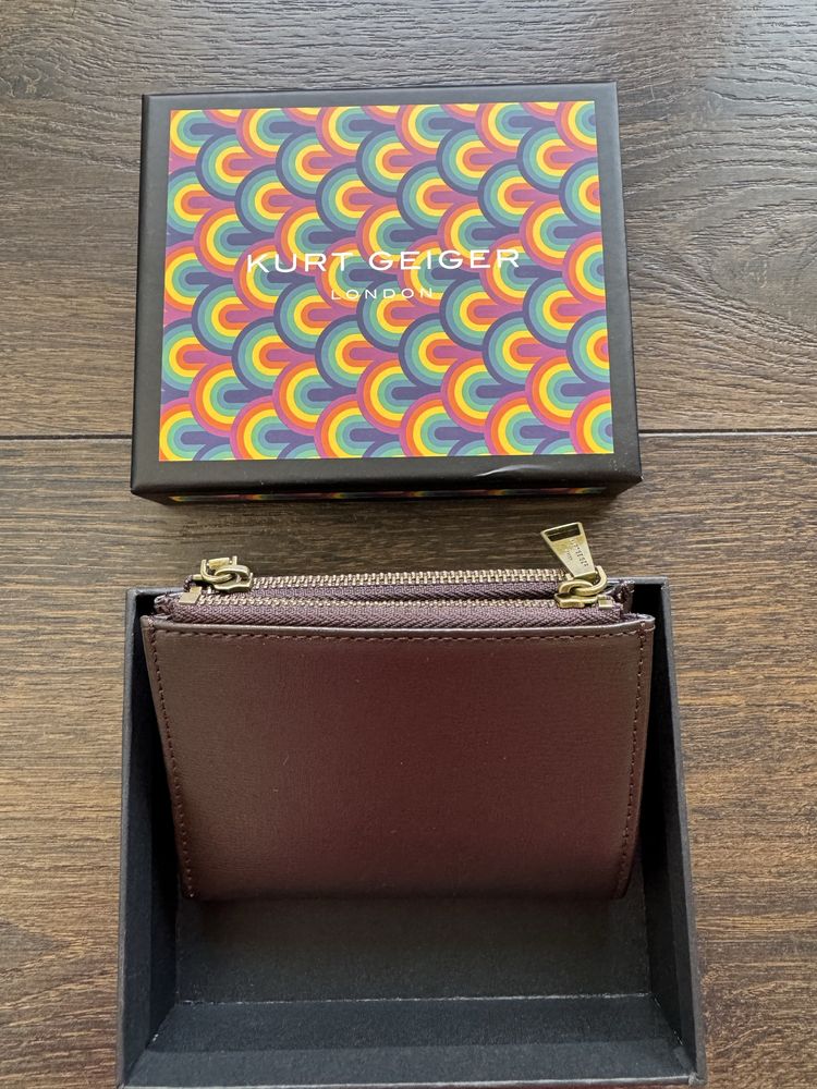 Kurt Geiger London portfel skórzany damski kolor brązowy