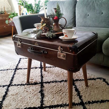 Stolik kawowy, stolik nocny, barek, walizka stara, Prl,Vintage