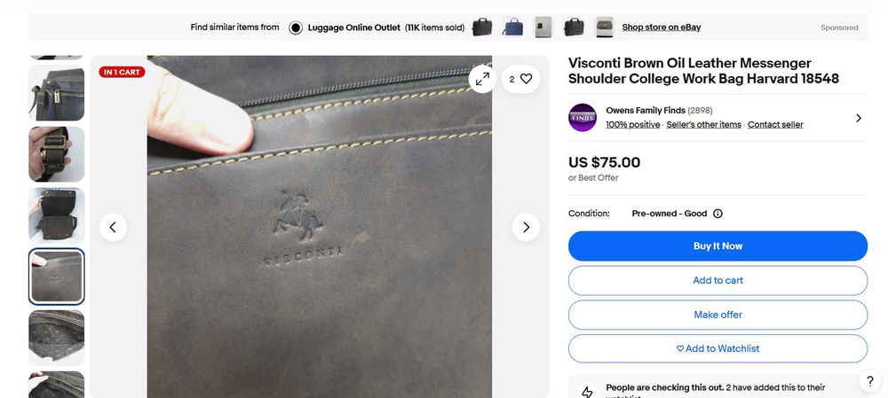 Кросс-боди .Мужская сумка из натуральной кожи Visconti, Oil Brown,