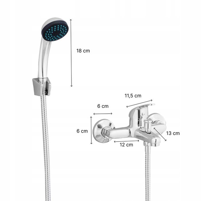 Bateria Wannowa Ścienna Prysznicowa Natryskowa Chrom Kran Do Wanny Hit