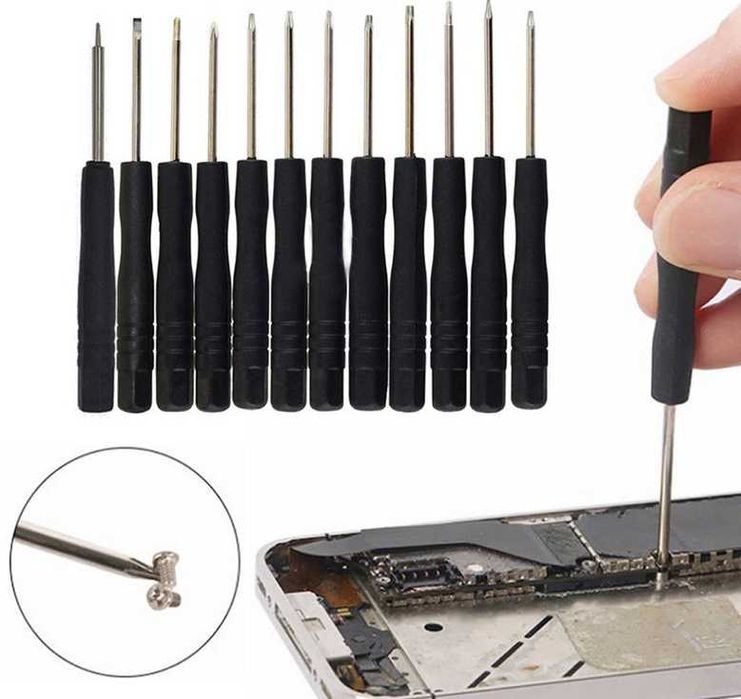 Набор инструментов, отверток для ремонта телефонов 12шт клей Б 7000