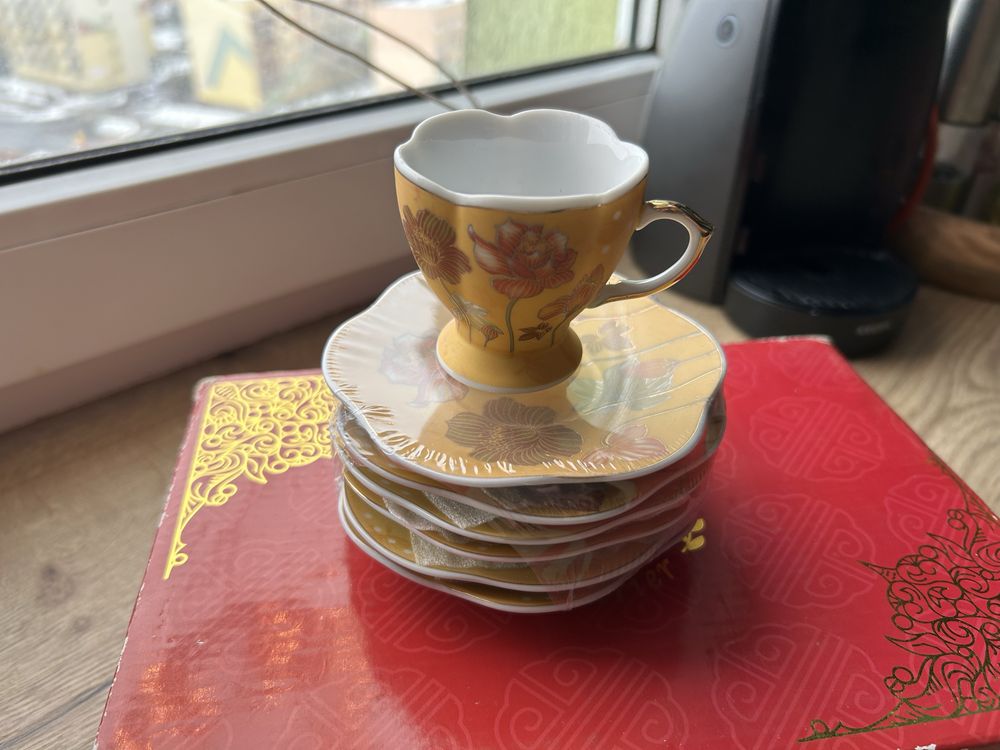 Komplet kawowy filizanki do espresso PRL chińska porcelana