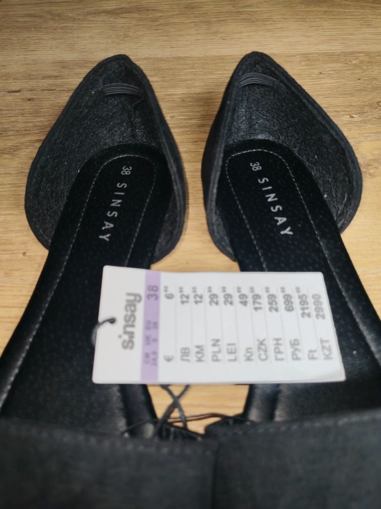 Nowe czarne buty sandały baleriny na lato Sinsay