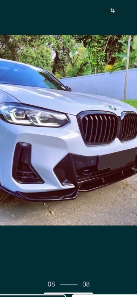 Губа на передній бампер сплитер, накладка bmw x3 g01 x4 g02
