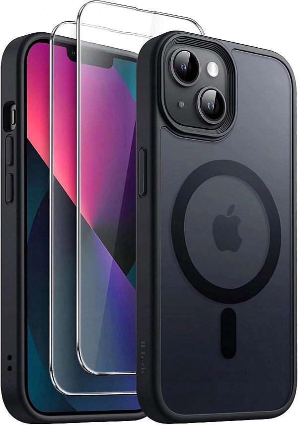 Etui Magnetyczne dla iPhone 13/6,1" x2 Szkło Hartowane JETech 3 w 1 Cz