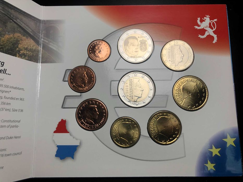 Set Anual Luxemburgo 2010 com Livro - Inclui 2€ Brasão Armas GrãoDuque