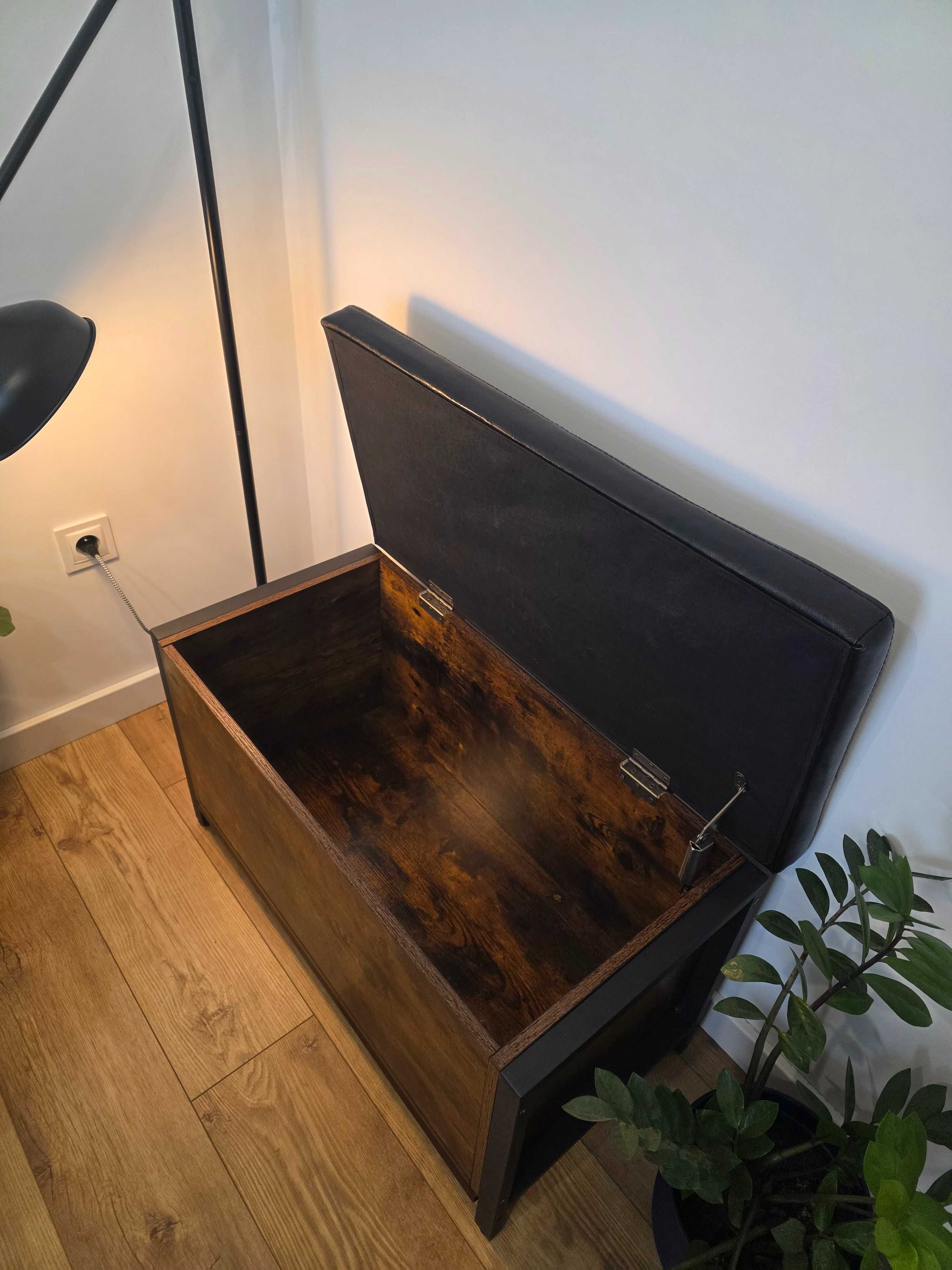 Rustykalna Skrzynia LOFT tapicerowana Ławka Kufer schowek na buty Puf