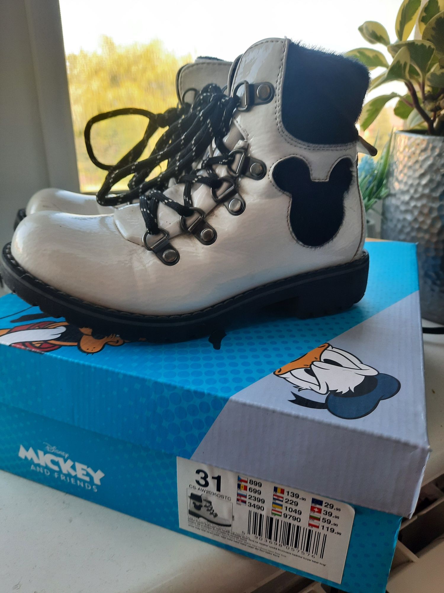 Buty trzewiki kozaki 31 Disney Mickey białe db